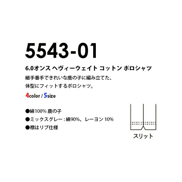 6.0オンス ヘヴィーウェイト コットン ポロシャツ (C)