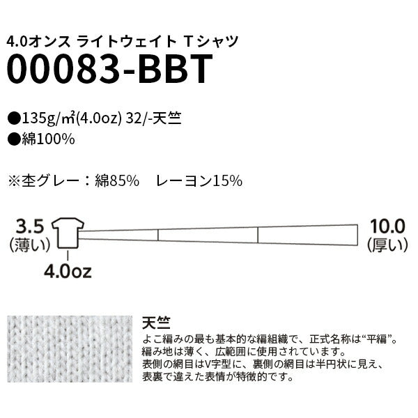 半袖Tシャツ 無地 薄手 綿 キッズ 男の子 女の子 子ども 150cm 160cm グレー 黒 ブラック ネイビー 白tシャツ ホワイト 00083-BBT Printstar 4.0オンス ライトウェイトTシャツ クルーネック