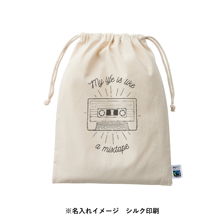 フェアトレードコットン巾着(L) ナチュラル