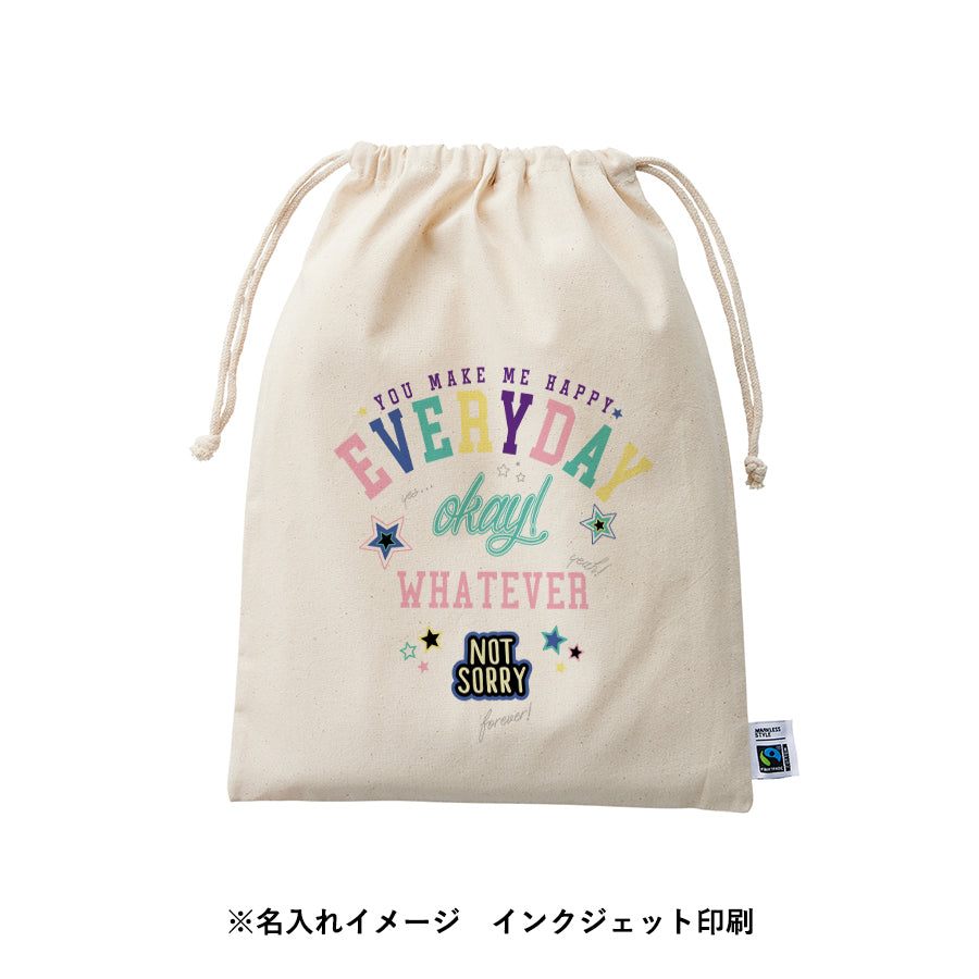 フェアトレードコットン巾着(L) ナチュラル