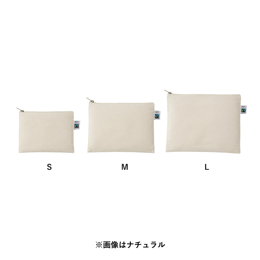 フェアトレードコットンキャンバスフラットポーチ(S) ナチュラル