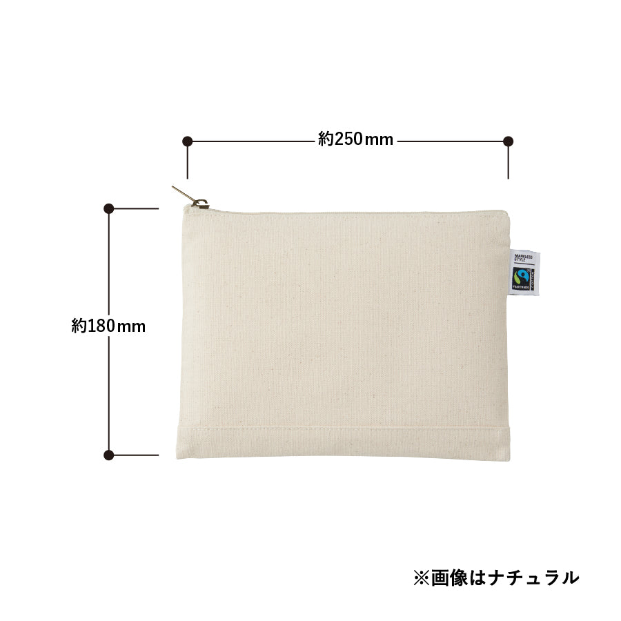 フェアトレードコットンキャンバスフラットポーチ(M) ナチュラル