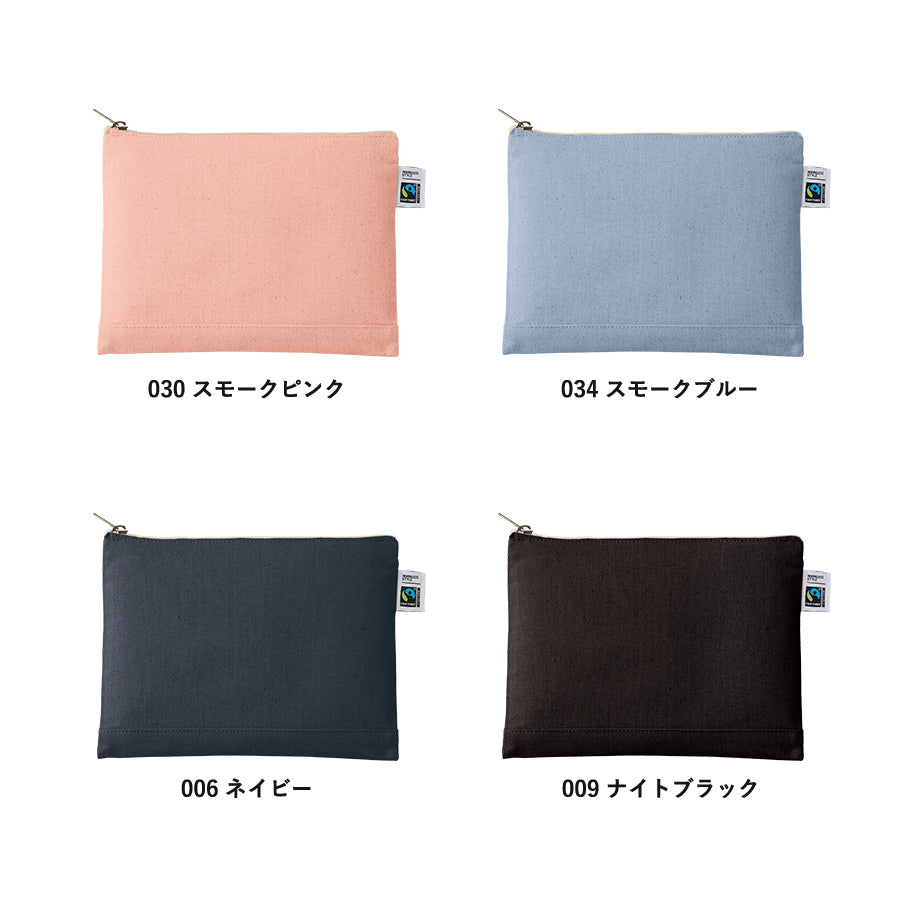 フェアトレードコットンキャンバスフラットポーチ(M)