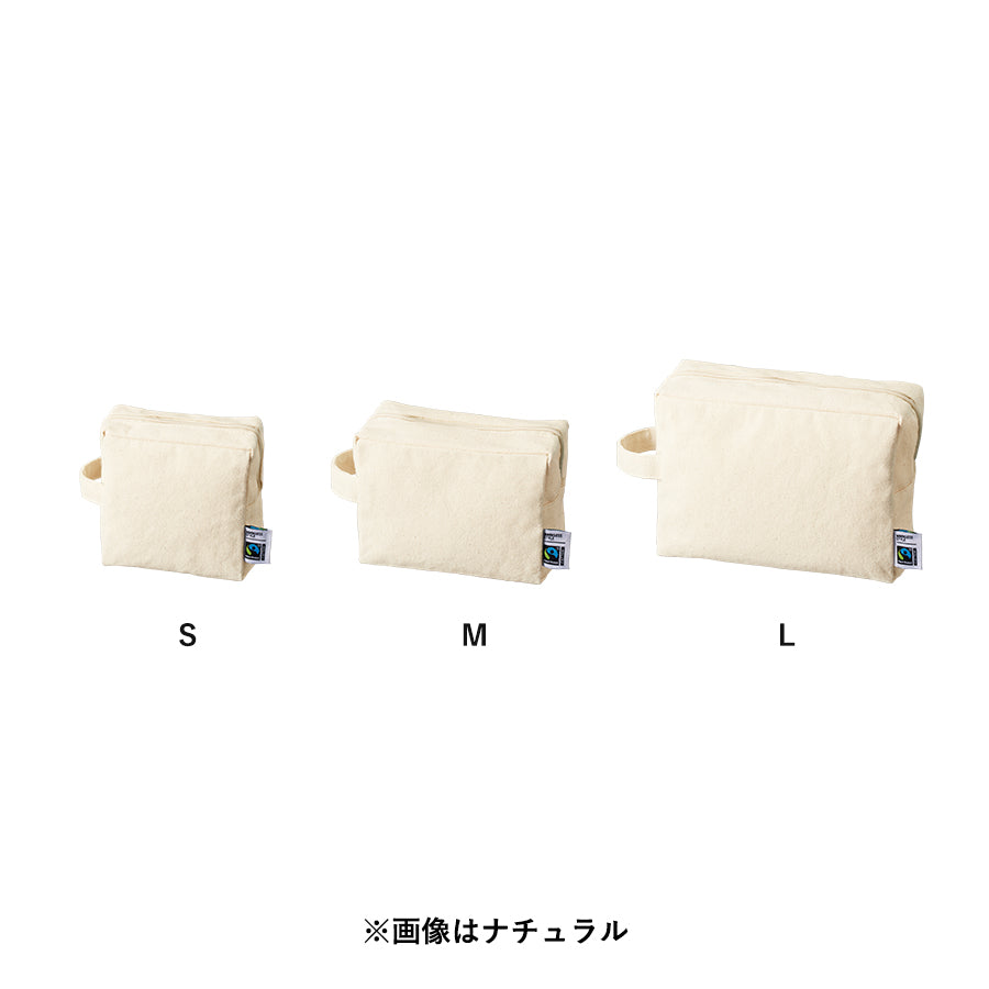 フェアトレードコットンキャンバスファスナーポーチ(L) ナチュラル