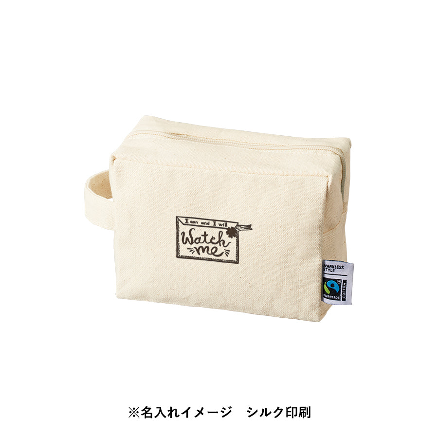 フェアトレードコットンキャンバスファスナーポーチ(M) ナチュラル