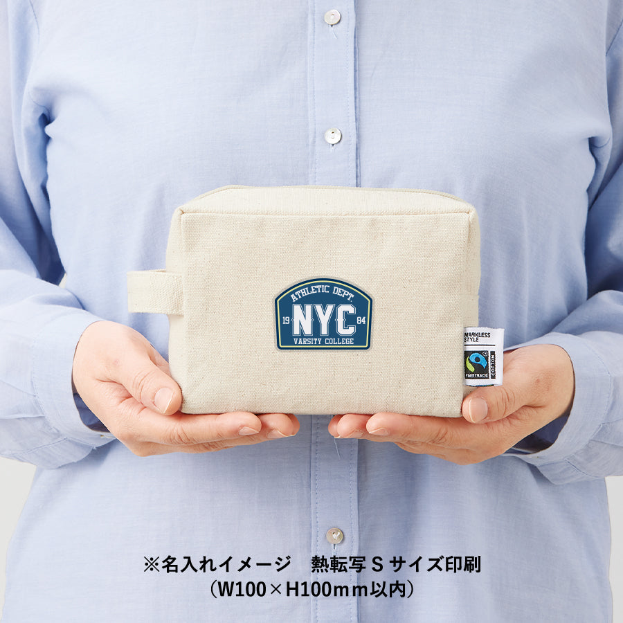フェアトレードコットンキャンバスファスナーポーチ(M) ナチュラル