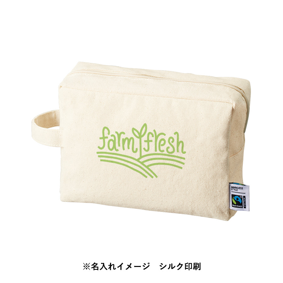 フェアトレードコットンキャンバスファスナーポーチ(L) ナチュラル