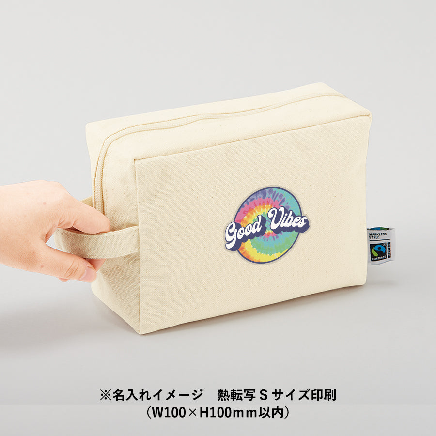 フェアトレードコットンキャンバスファスナーポーチ(L) ナチュラル