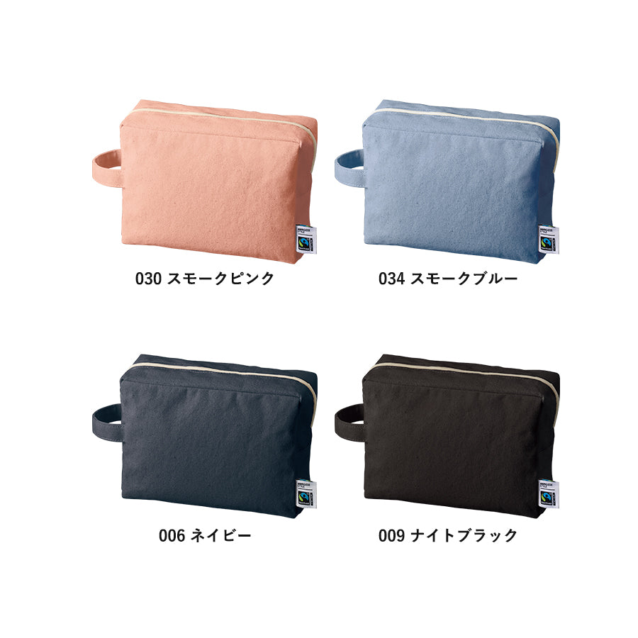 フェアトレードコットンキャンバスファスナーポーチ(L)