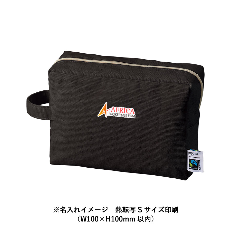 フェアトレードコットンキャンバスファスナーポーチ(L)