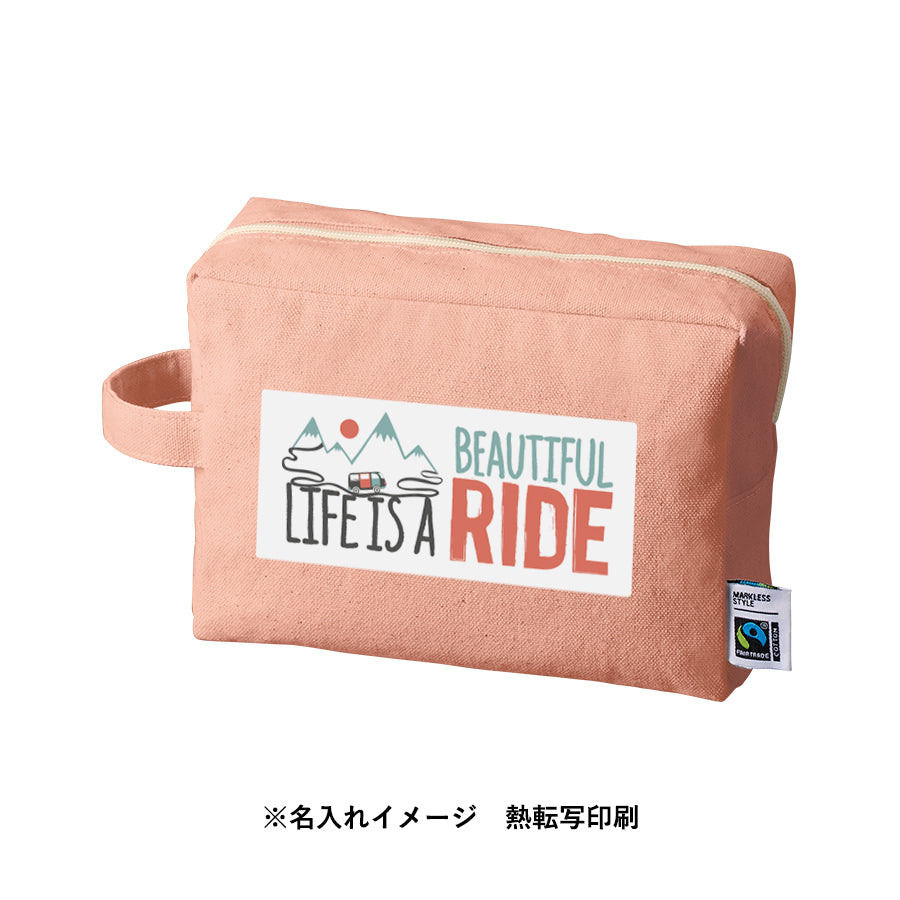 フェアトレードコットンキャンバスファスナーポーチ(L)