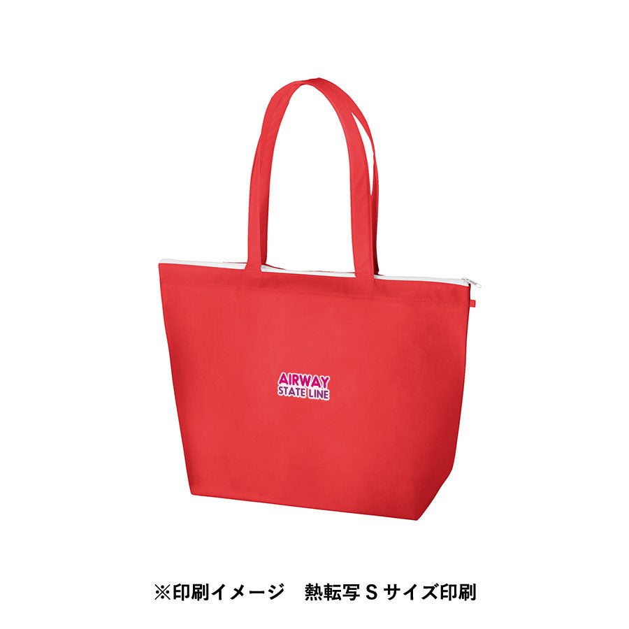 不織布ファスナー付ベーシックトート(M) ピーチピンク
