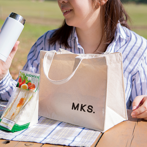 キャンバスボックスランチトート ナチュラル
