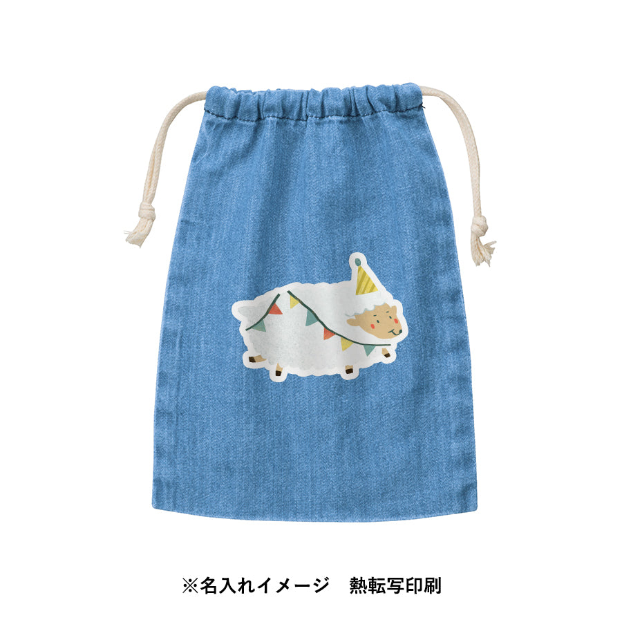 デニム巾着(M) ヴィンテージブルー