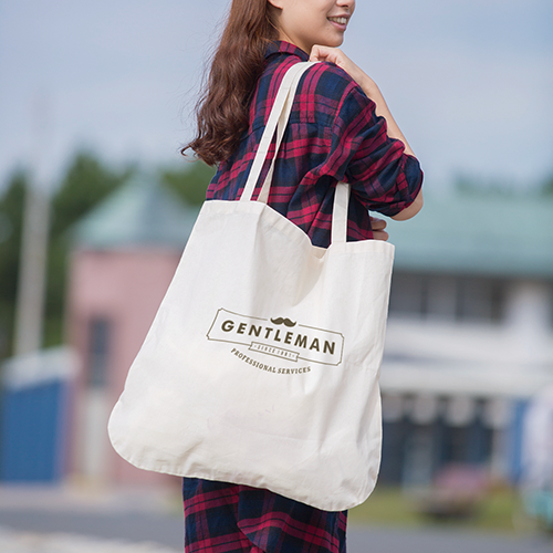 厚手コットンラウンドボトムバッグ(L)ナチュラル