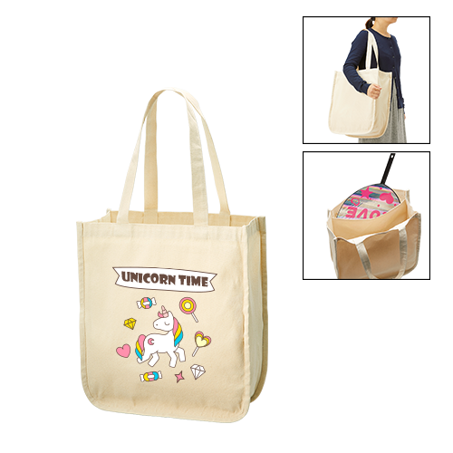 キャンバスホリデースクエアトート 仕切りポケット付 ナチュラル