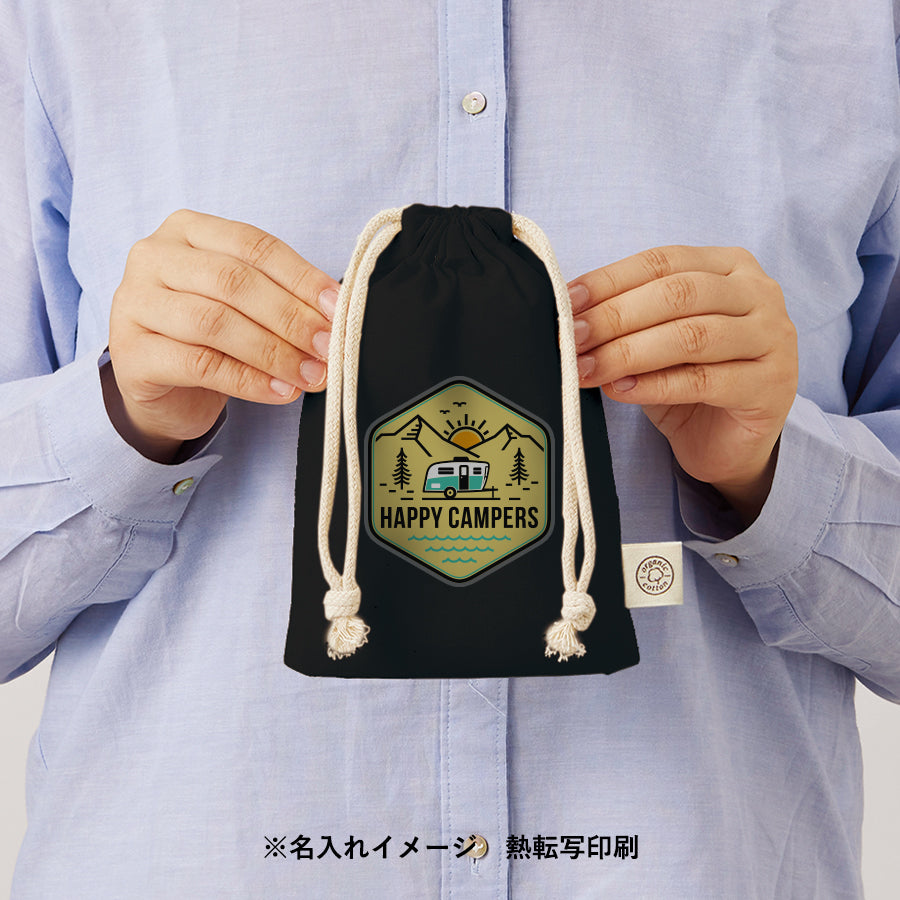 オーガニックコットンガゼット巾着(S) ブラック