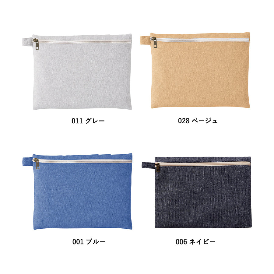 シャンブリックキャンバスフラットポーチ(L)