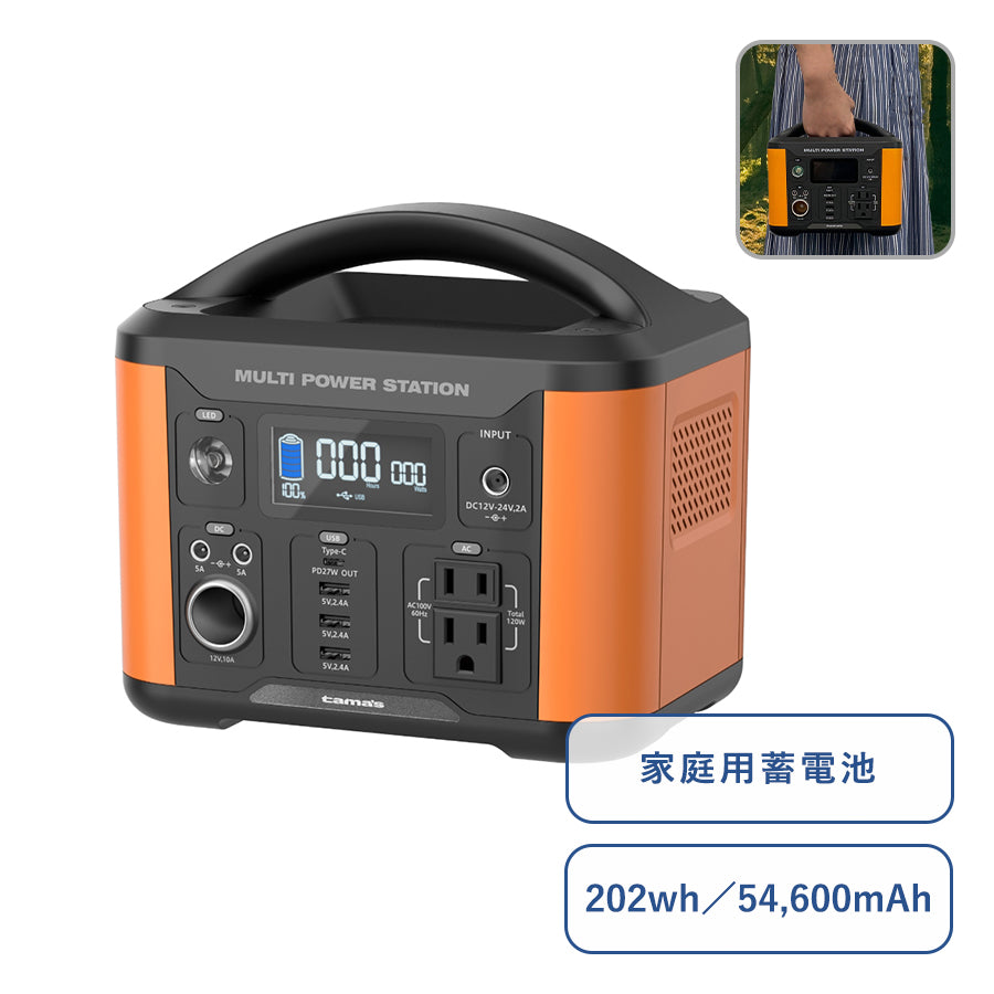 ポータブル電源120W オレンジ
