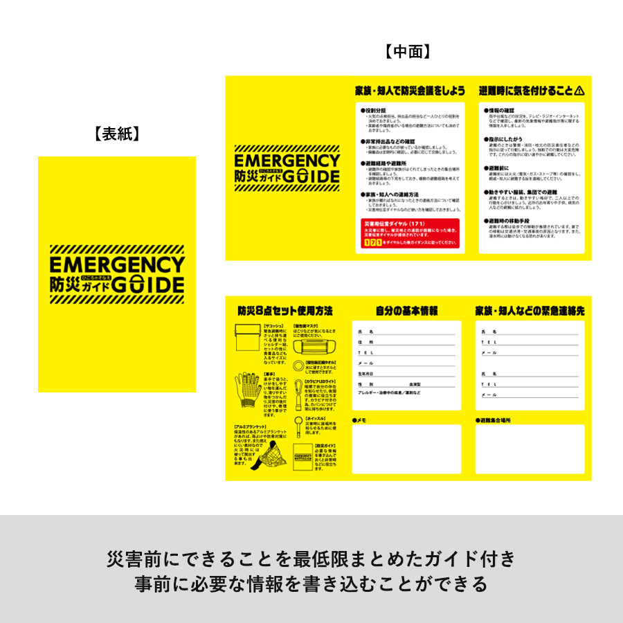 防災緊急8点セット サコッシュタイプ ブラック