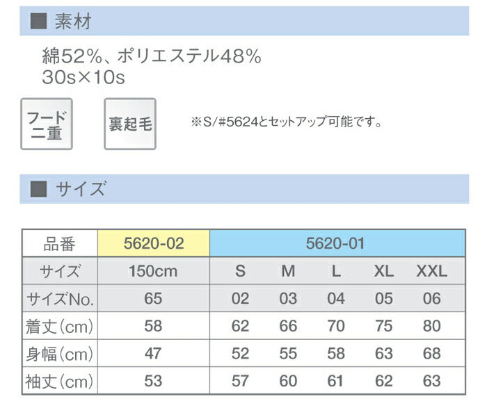 10.0オンス T/C スウェット フルジップ パーカ(裏起毛)