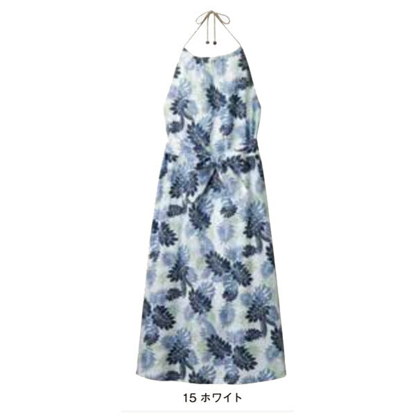 ワークエプロン カフェエプロン 制服 保育士 首掛け ロング丈 アロハ メンズ レディース F 白 ホワイト FK7174 FACE MIX エプロンドレス(シダ) (B)