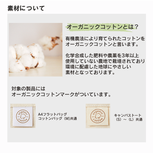 オーガニックコットンA4フラットバッグ ナチュラル