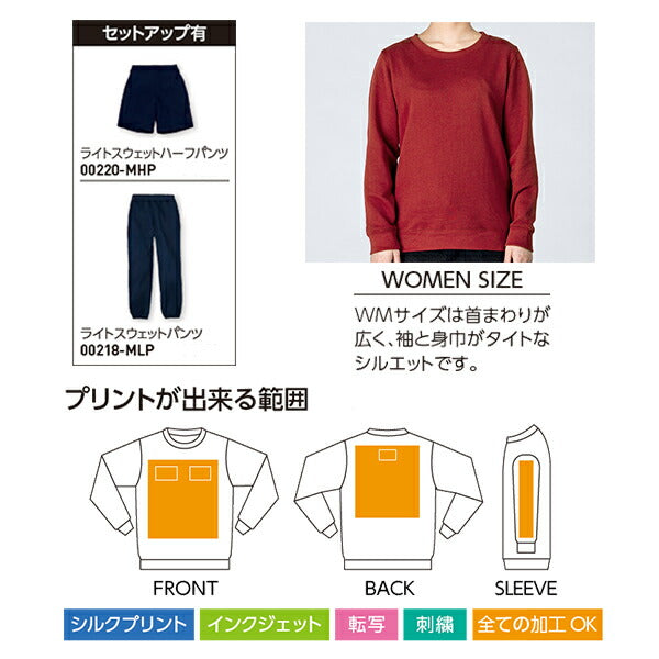 スウェット トレーナー 無地  メンズ レディース S M L XL 2XL 大きいサイズ  白 グレー ピンク 赤 黒 イエロー 緑 青 バイオレット ネイビー Printstar 8.4oz フードなし クルーネック 綿 親子 00219-MLC