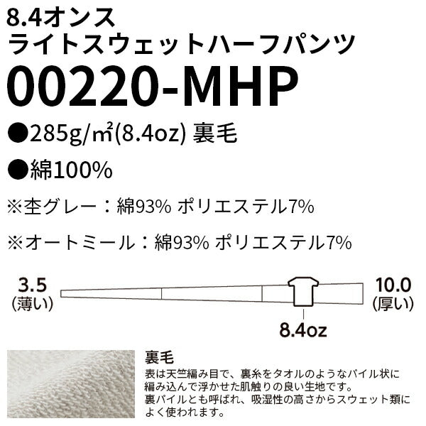 スウェットパンツ ハーフパンツ 無地 キッズ 男の子 女の子 100cm 110cm 120cm 130cm 140cm 150cm ウエストゴム  半ズボン　短パン 白 グレー ピンク 赤 黒 イエロー 緑 青 バイオレット ネイビー Printstar 8.4oz 綿 親子 00220-MHP 楽ちんパンツ