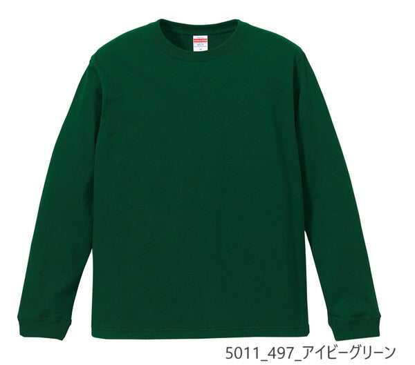 無地 長袖 綿 メンズ レディース XS S M L XL スミ 黒 ブラック ライム 緑 グリーン カーキ 青 ロイヤルブルー ネイビー 紫 パープル 5011-01 United Athle 5.6オンス ロングスリーブTシャツ（1.6インチリブ）(C)