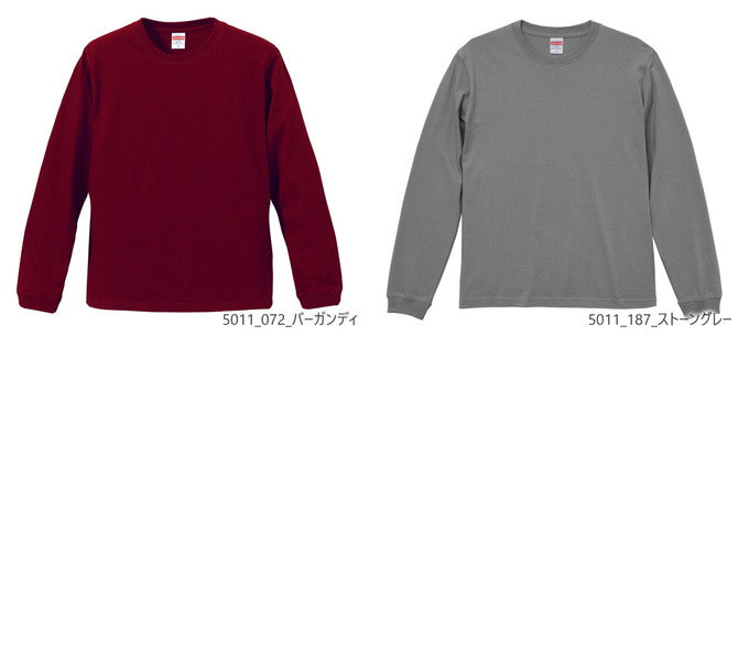 無地 長袖 綿 メンズ レディース XS S M L XL グレー 白 ホワイト 赤 レッド バーガンディ ピンク ベージュ 5011-01 United Athle 5.6オンス ロングスリーブTシャツ（1.6インチリブ）(C)