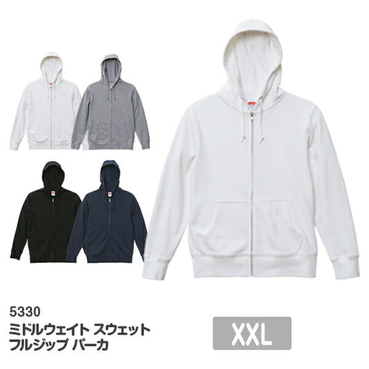 無地 ジチE�EアチE�Eパã�Eカー メンズ レチE‚£ース XXL 大きいサイズ ホワイチE白 ブラチE‚¯ 黁Eネイビã�E 紺 グレー 灰色 5330-01 UnitedAthle 8.8オンス ミドルウェイチEスウェチEƒˆ フルジチE�E パã�Eカ (C)