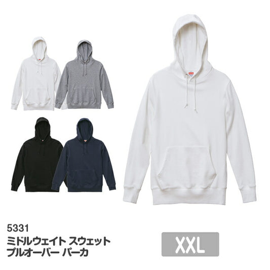 無地 プルオーバã�Eパã�Eカー メンズ レチE‚£ース XXL 大きいサイズ ホワイチE白 ブラチE‚¯ 黁Eネイビã�E 紺 グレー 灰色 5330-01 UnitedAthle 8.8オンス ミドルウェイチEスウェチEƒˆ フルジチE�E パã�Eカ (C)