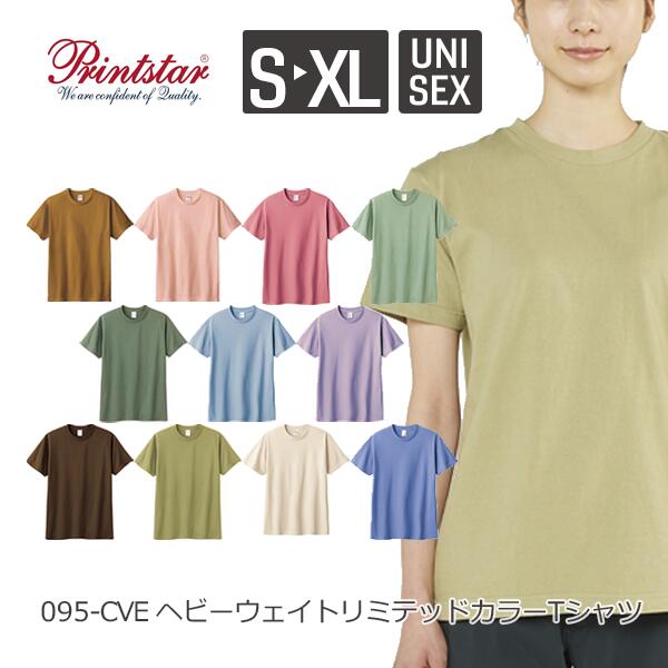 半袖Tシャツ 無地 綿 S M L XL ブラウン ダスティ ピンク ブルー ラベンダー ライトベージュ 00095-CVE Printstar 5.6オンス ヘビーウェイトリミテッドカラーTシャツ